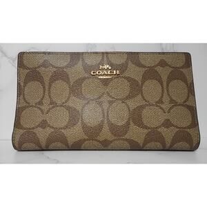 COACH Slim Zip Wallet in Signature Coated Canvas - EUC